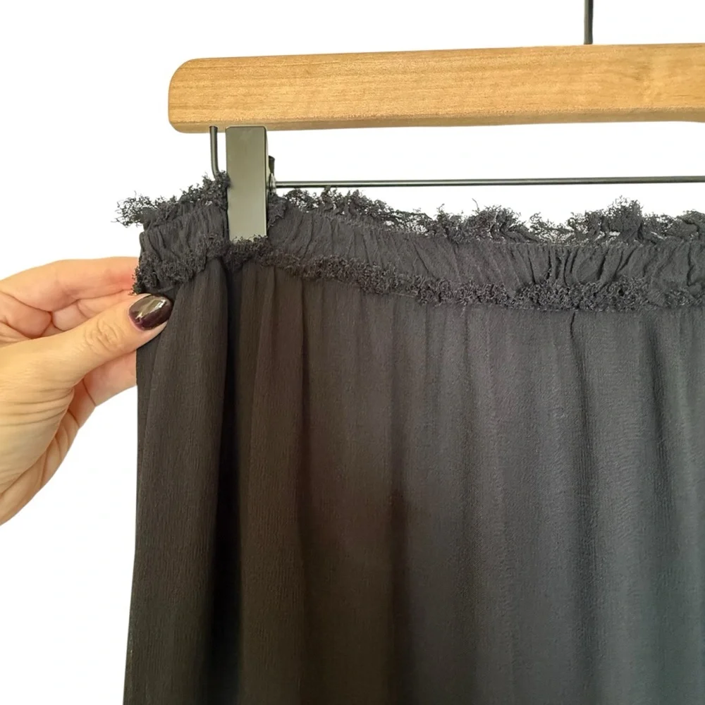 Black Maxi Skirt - Women's Tiered Lace Panel Design